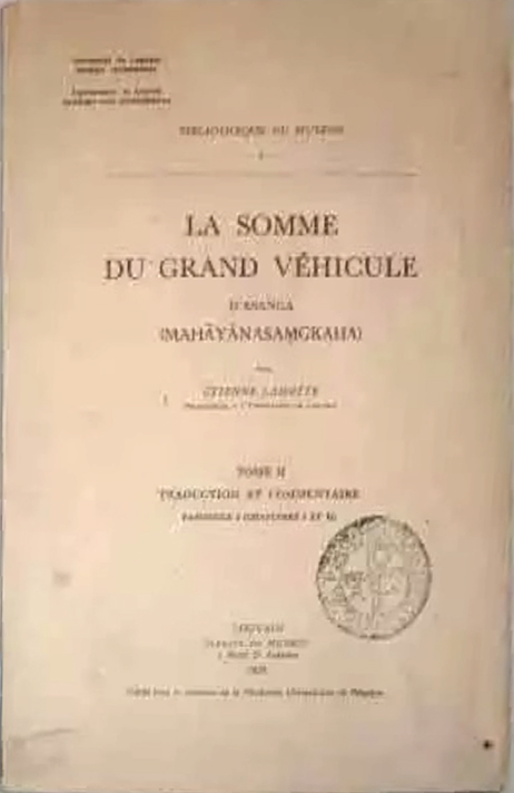 La Somme du Grand Véhicule d'Asaṅga Mahāyānasaṃgraha Vol 2 1938-front.jpg