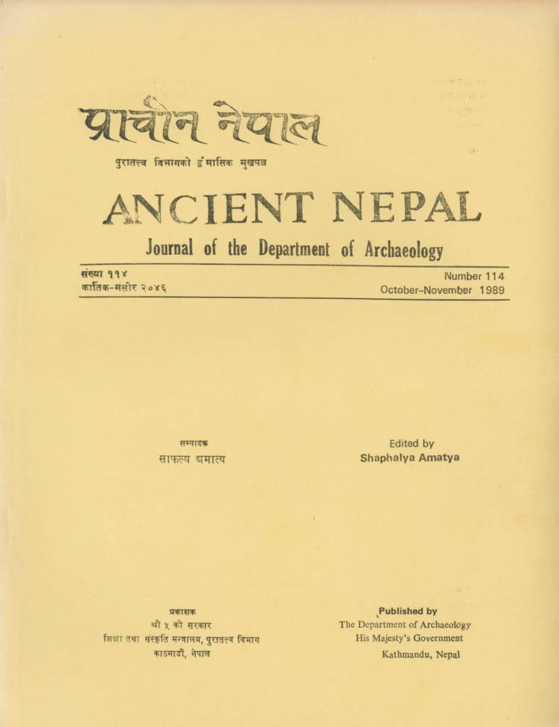 Ancient Nepal Journal of the Department of Archaeology No. 114 (1989)-front.jpg