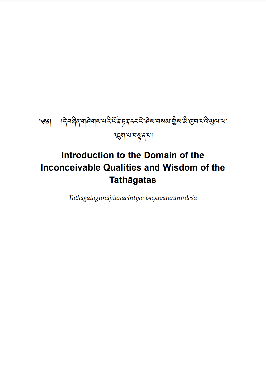 Introduction to the Domain of the Inconceivable Qualities and Wisdom of the Tathāgatas Liljenberg K.-front.jpg