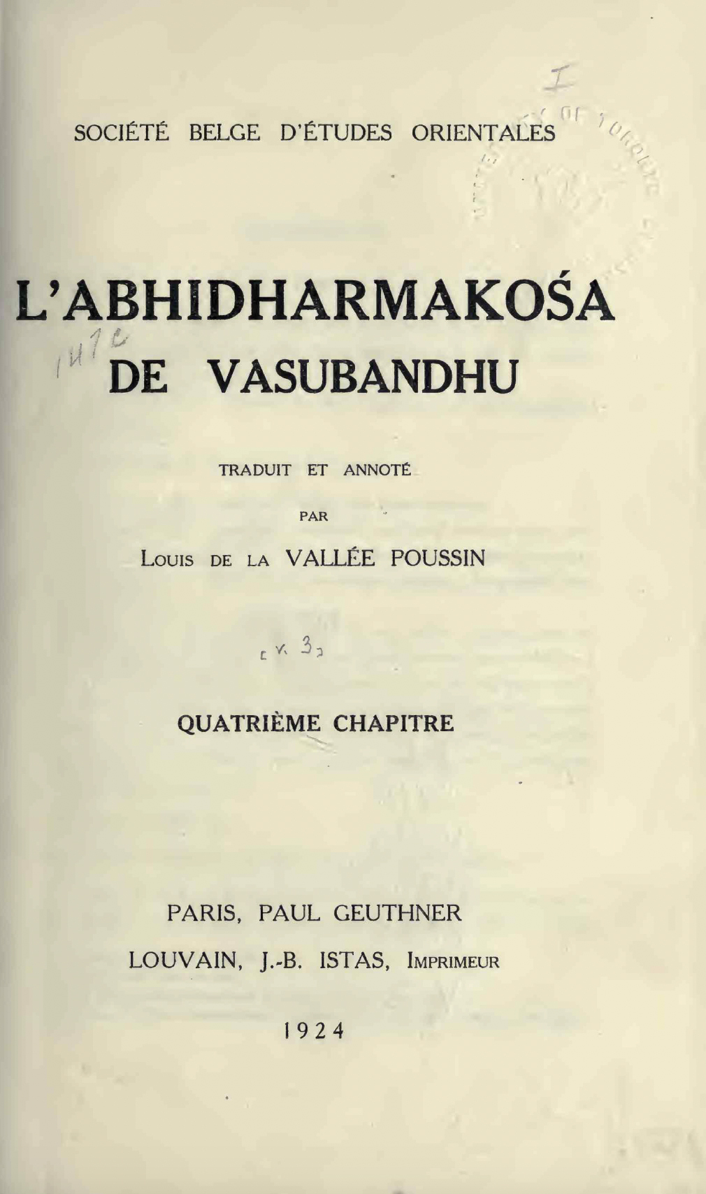 L'Abhidharmakośa de Vasubandhu Quatrieme Chapitre-front.jpg