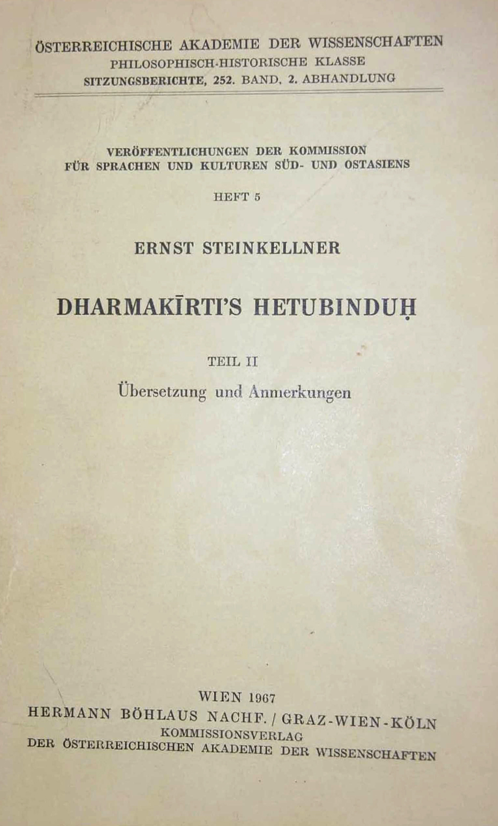 Dharmakīrti's Hetubinduḥ Vol. 2-front.jpg