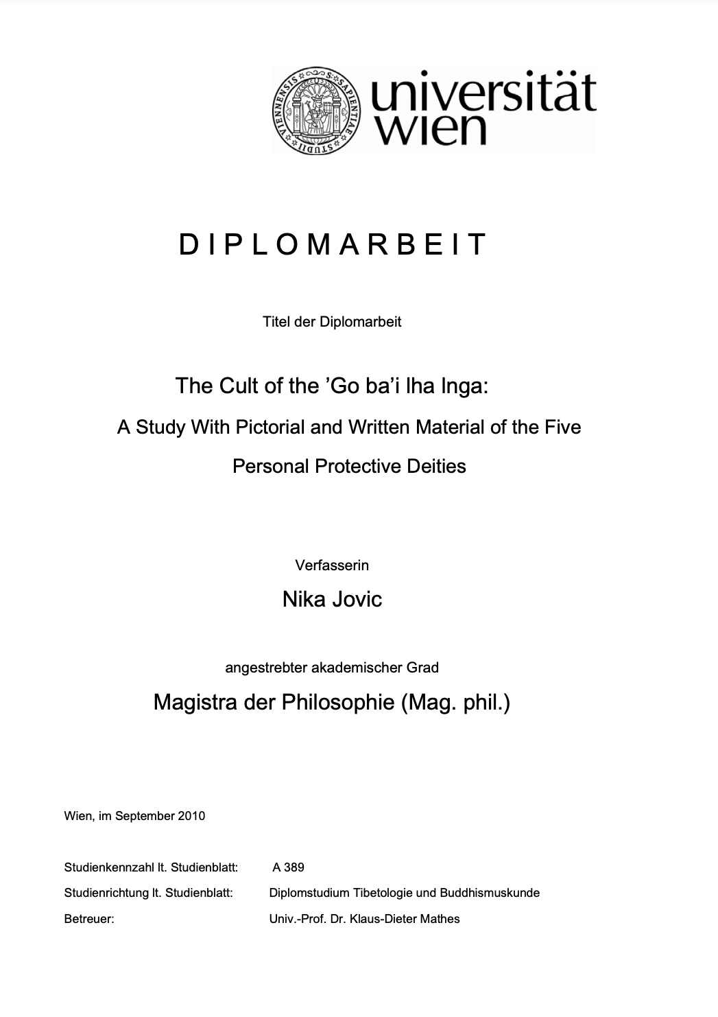 The Cult of the Go bai lha lnga A Study With Pictorial and Written Material of the Five Personal Protective Deities-front.jpg