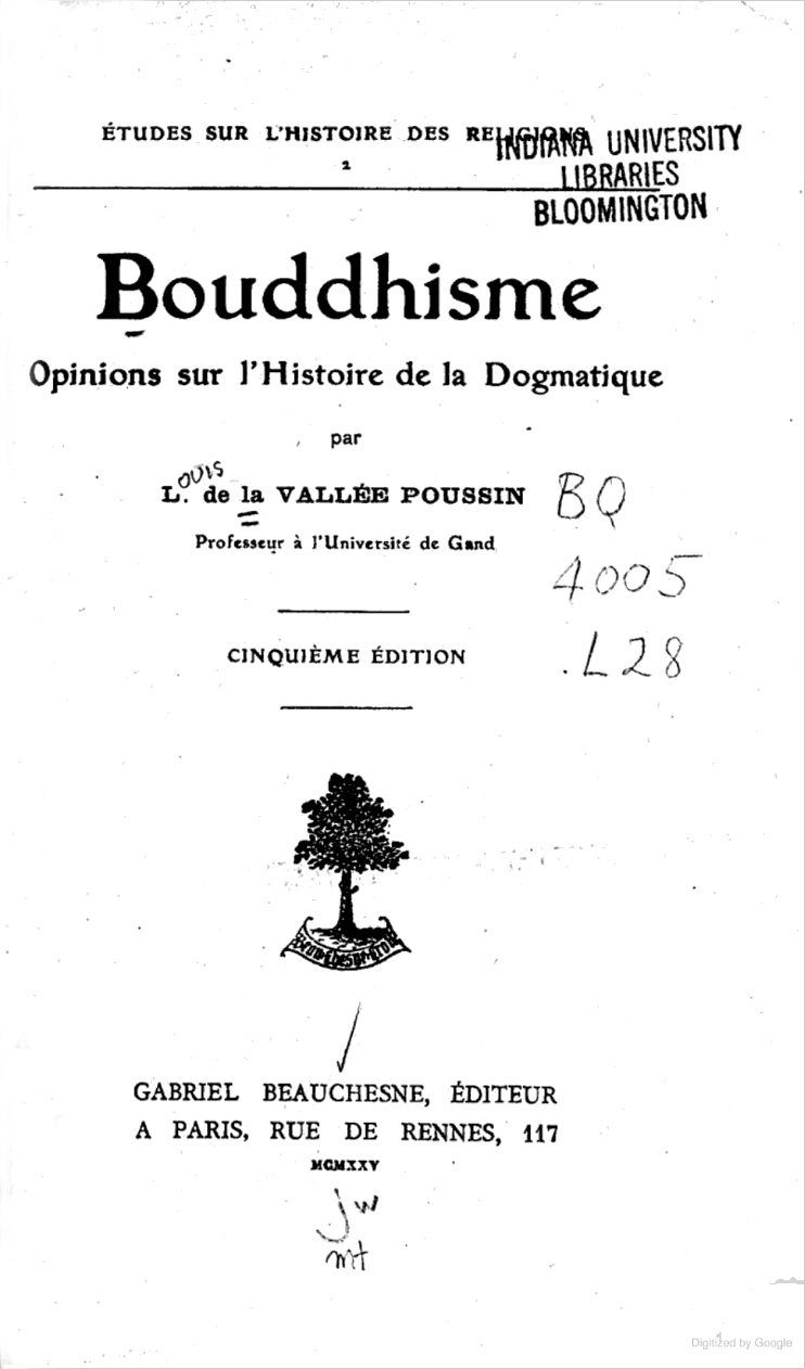 Bouddhisme Opinions sur lhistoire de la dogmatique 1925-front.jpg