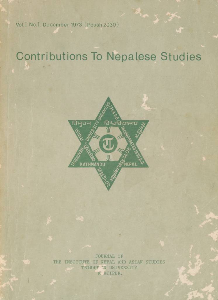 Contributions to Nepalese Studies Vol. 1 No. 1 (1973)-front.jpg
