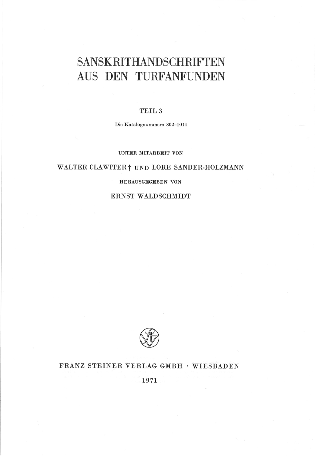 Sanskrithandschriften aus den Turfanfunden Teil 3 1971-front.jpg