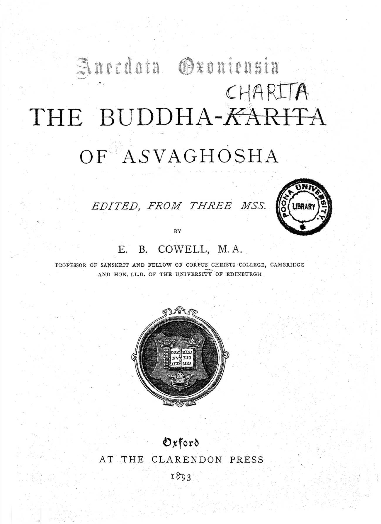 The Buddha-Karita of Asvaghosha Cowell 1893-front.jpg