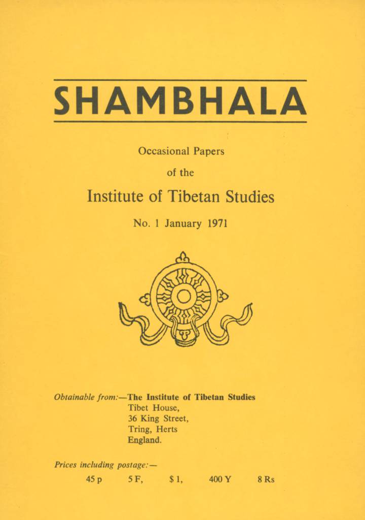 Shambhala Occasional Papers of the Institute of Tibetan Studies No. 1 (1971)-front.jpg