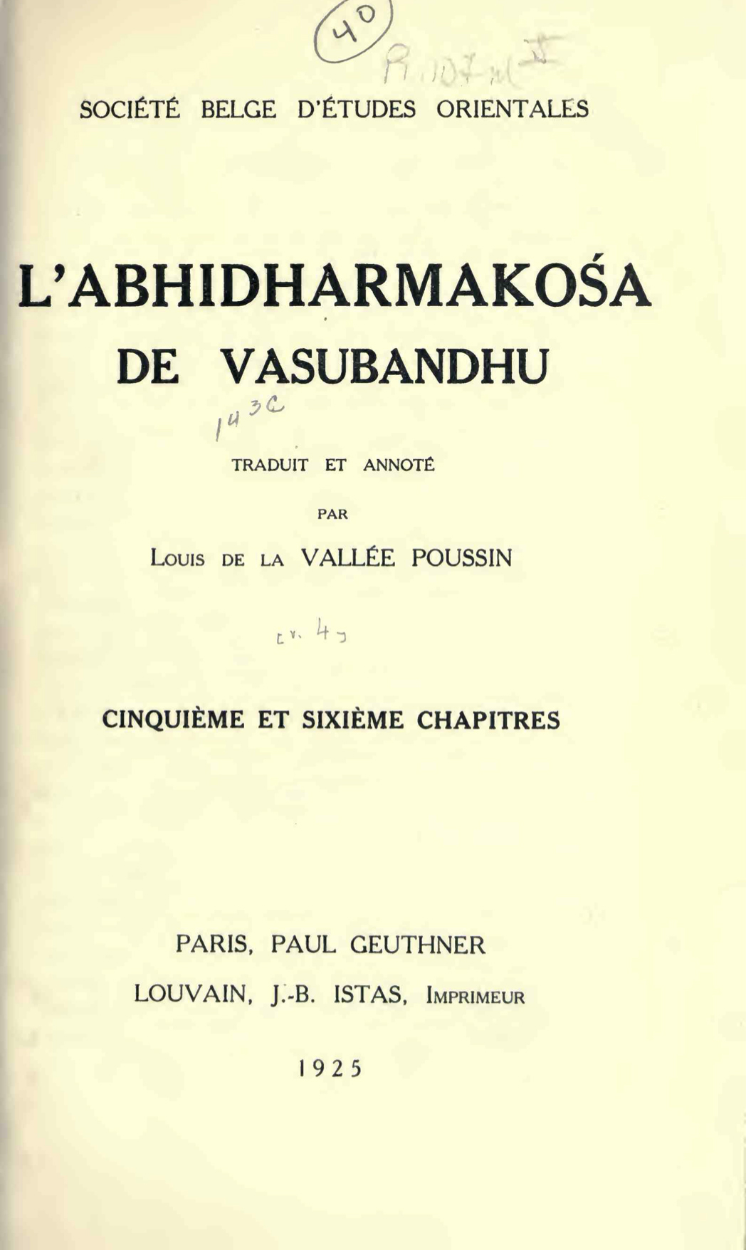 L'Abhidharmakośa de Vasubandhu Cinquième et Sixième Chapitres-front.jpg
