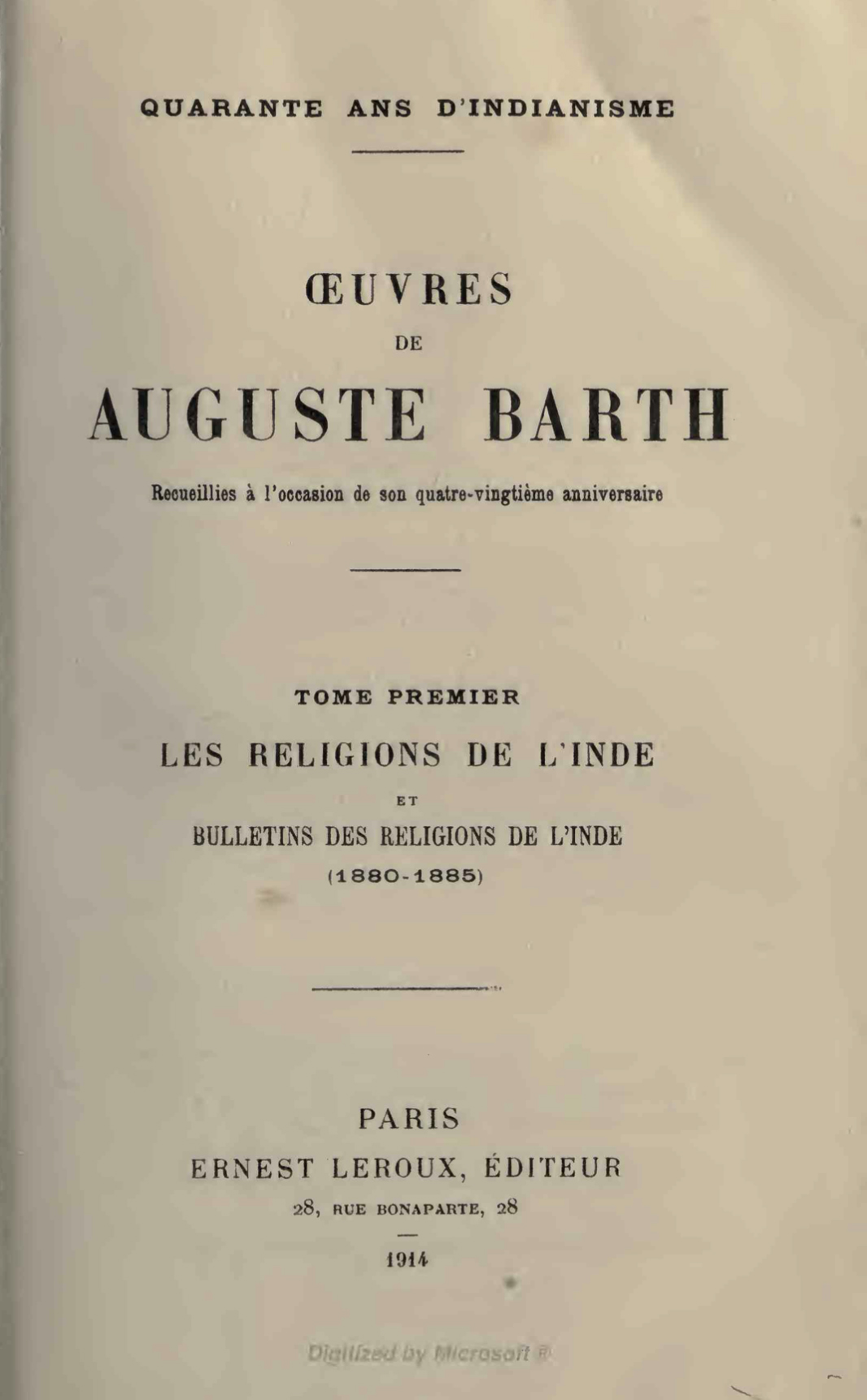 Œuvres de Auguste Barth Vol 1-front.jpg