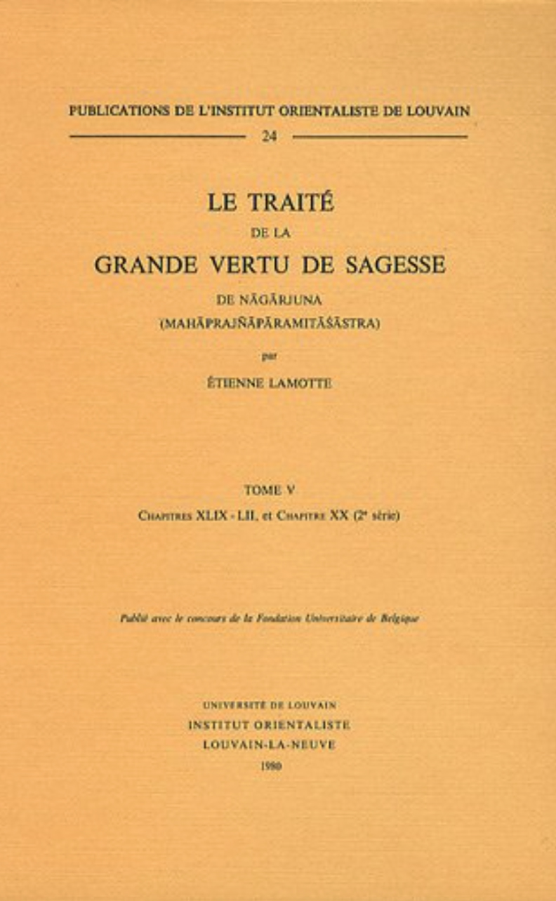 Le Traité de la grande vertu de sagesse de Nāgārjuna (Mahāprajñāpāramitāśāstra) Vol. 5-front.jpg