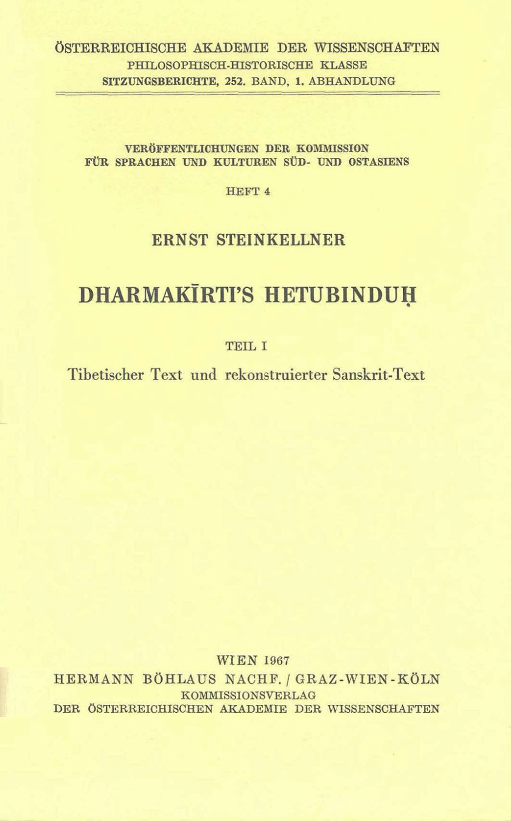 Dharmakīrti's Hetubinduḥ Vol. 1-front.jpg