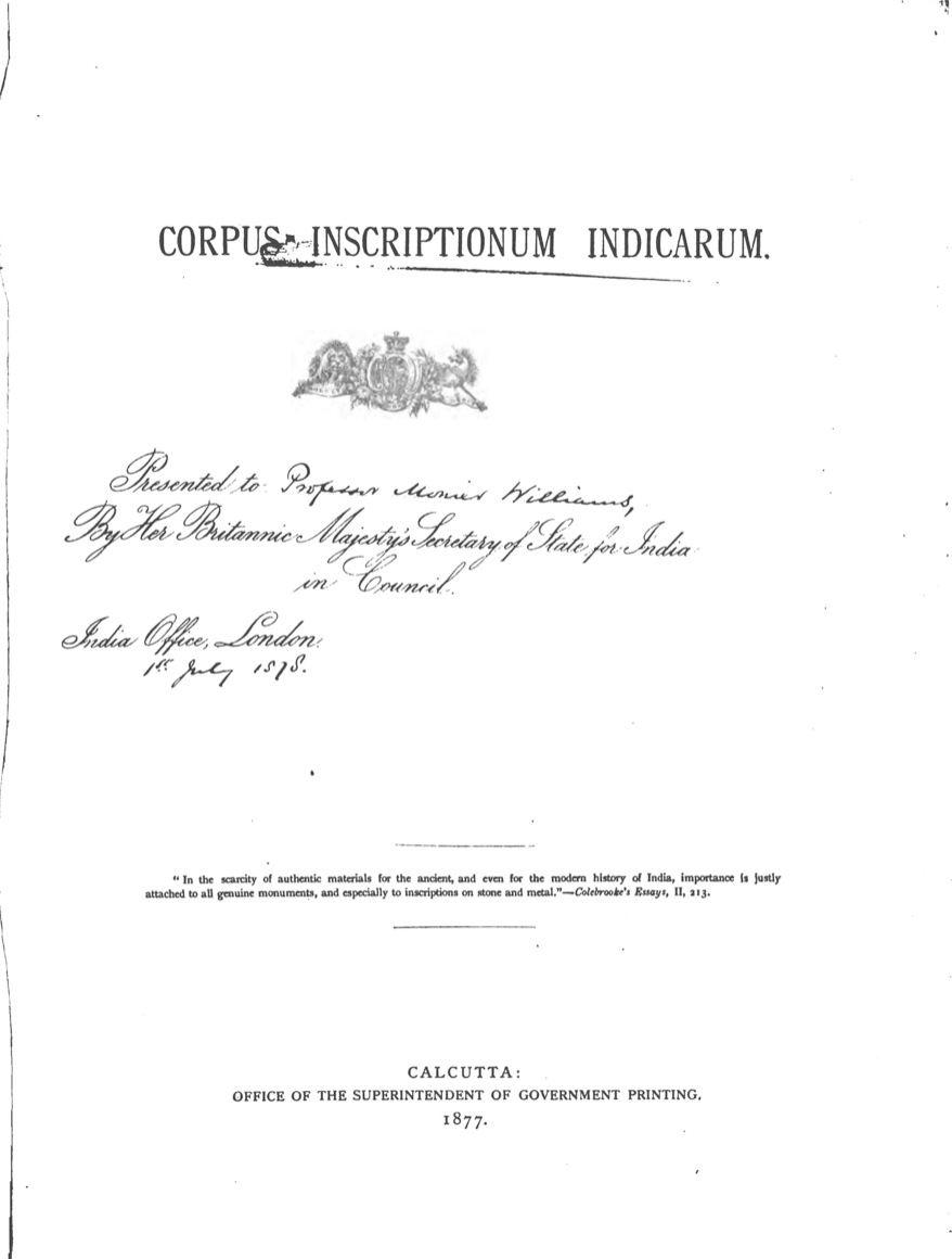 Corpus Inscriptionum Indicarum Vol. 1-front.jpg