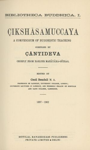 Çikshāsamuccaya A Compendium of Buddhistic Teaching Motilal Banarsidass 1992-front.jpg