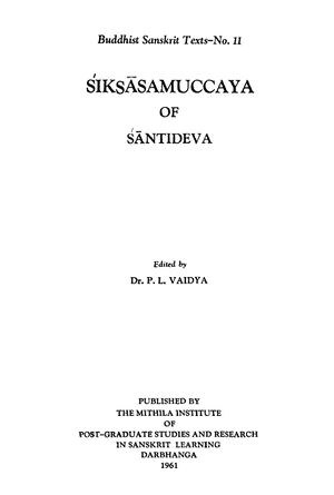 Śikṣāsamuccaya of Śāntideva Vaidya-front.jpg