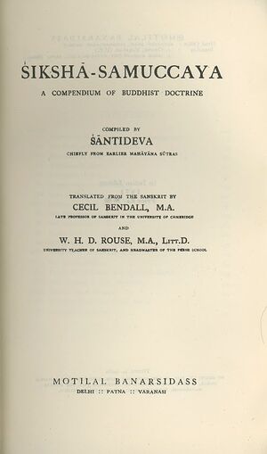 Śikshā-Samuccaya A Compendium of Buddhist Doctrine 1st Indian Edition 1971-front.jpg