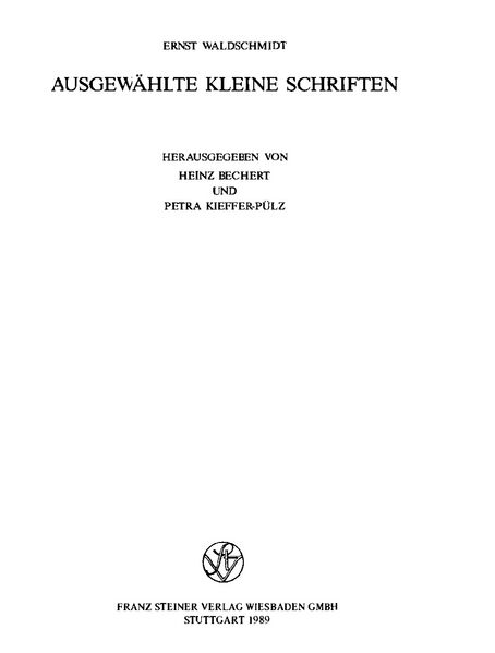 File:Ausgewahlte Kleine Schriften Waldschmidt-front.jpg