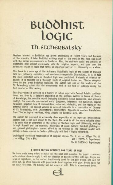 File:Buddhist Logic Volume Two-back.jpg