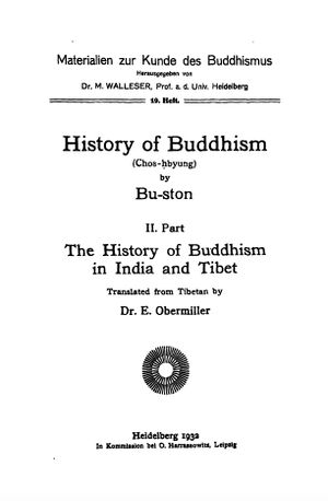 History of Buddhism (Chos-hbyung) Part 2 The History of Buddhism in India and Tibet-front.jpg
