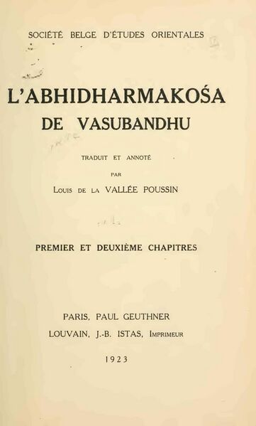 File:L'Abhidharmakośa de Vasubandhu Premier et Deuxieme Chapitres 1923-front.jpg