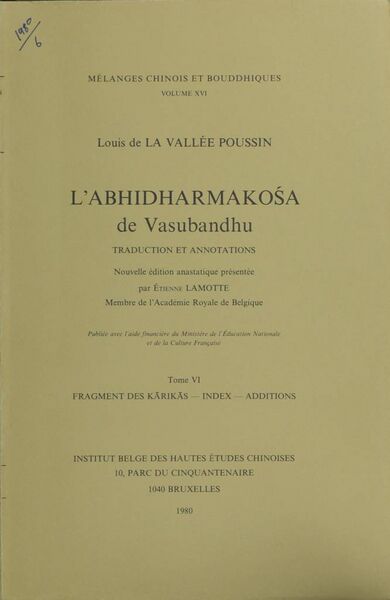 File:L'Abhidharmakosa de Vasubandhu Tome VI-front.jpg