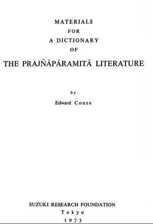 Materials for a Dictionary of the Prajnaparamita Literature Conze-front.jpg