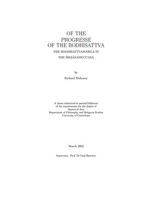 Of the Progresse of the Bodhisattva The Bodhisattvamārga in the Śikṣāsamuccaya MA Thesis.jpg