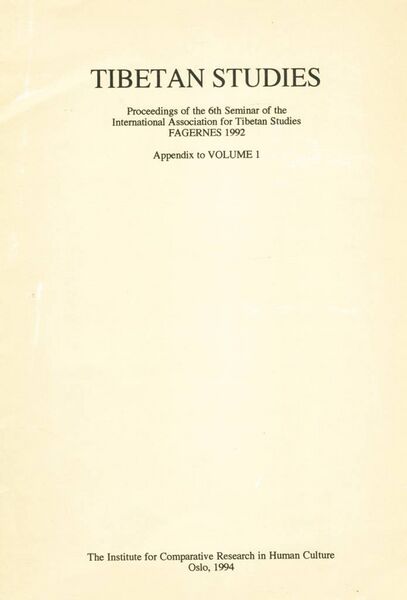 File:Proceedings of the 6th Seminar of the International Association for Tibetan Studies Fagernes 1992 Appendix to Volume 1-front.jpg