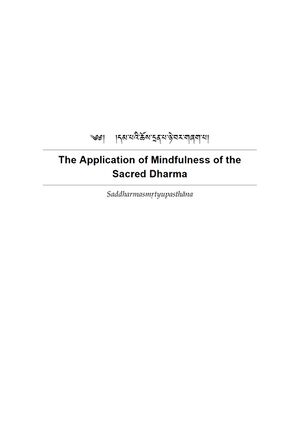 The Application of Mindfulness of the Sacred Dharma- Saddharma­smṛtyupasthāna-front.jpg