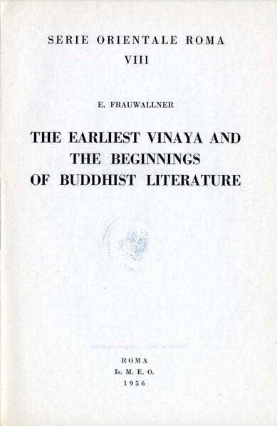 File:The Earliest Vinaya and the Beginnings of Buddhist Literature-front.jpg